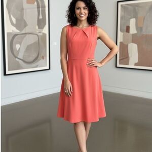 Dress Barn Vibrant Coral Midi Dress